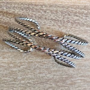 Shiny Steel Rope-look Cuff Bracelet